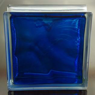 Inner Blue Cloudy Glass Block